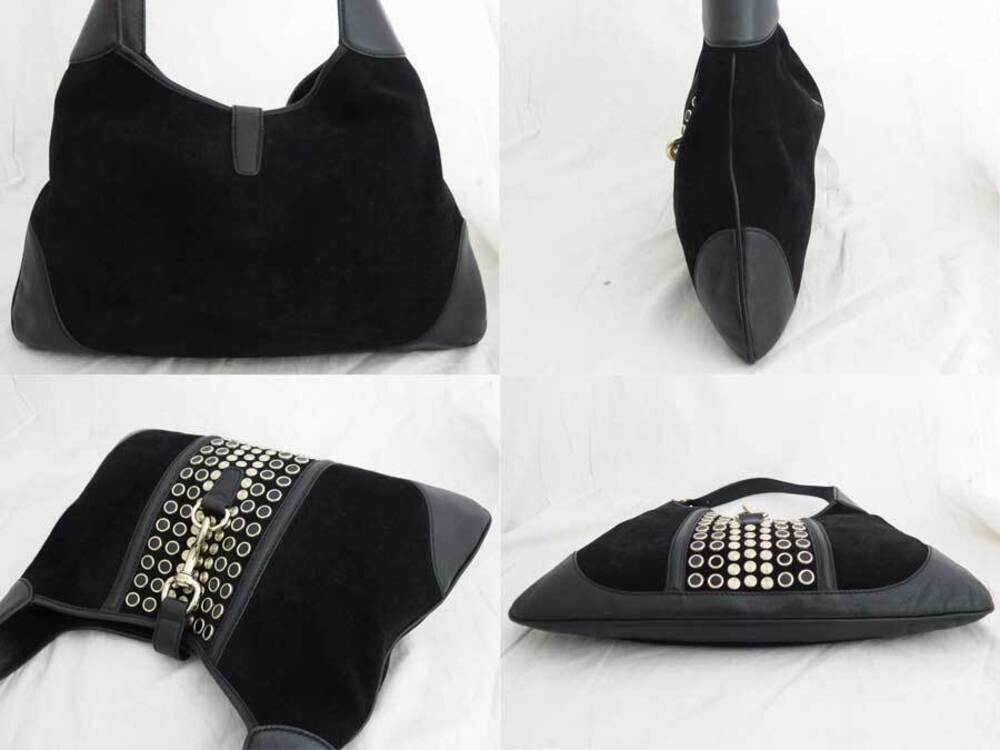 Gucci Hobo suede shoulder black leather bag Black